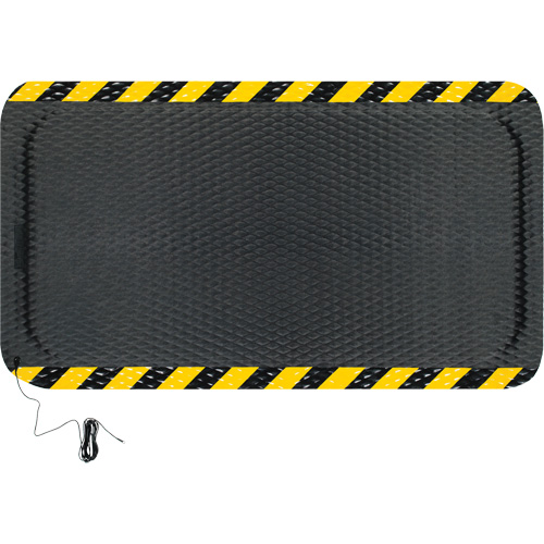 Hog Heaven Electrically Conductive Mat Kit, 3' W x 5' L, 7/8" Thickness, Black/Yellow, Nitrile Solutions industrielles ALPHA
