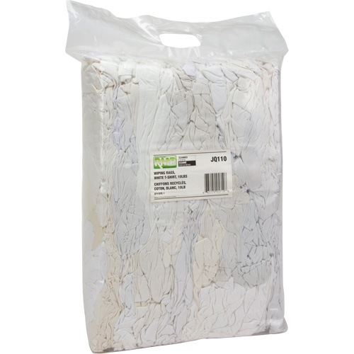 Recycled Material Wiping Rags, Cotton, White, 10 lbs. Solutions industrielles ALPHA