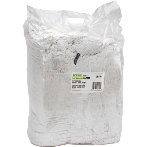 Recycled Material Wiping Rags, Cotton, White, 25 lbs. Solutions industrielles ALPHA