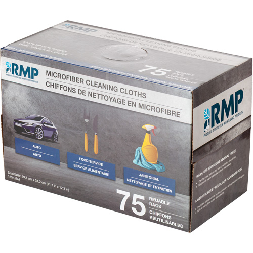 Chiffons lavables pour le nettoyage, Microfibre, Blanc Solutions industrielles ALPHA