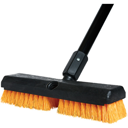 Cleaning Brush with Handle, 10" L, Polypropylene Bristles, Black/Red Solutions industrielles ALPHA