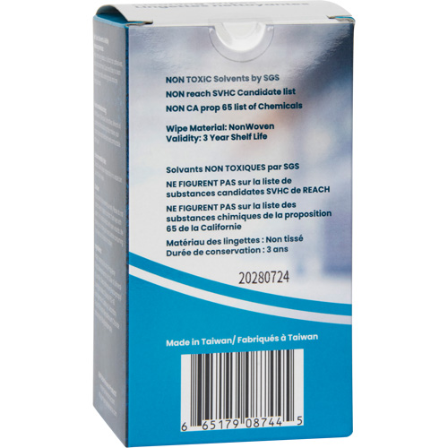 Lingettes nettoyantes emball&eacute;es individuellement, 12 lingettes, 8" x 9-1/2" Solutions industrielles ALPHA