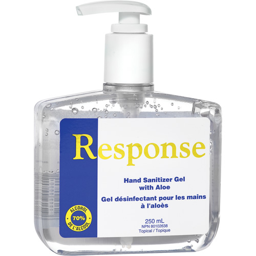 Response&reg; Hand Sanitizer Gel with Aloe, 250 ml, Pump Bottle, 70% Alcohol Solutions industrielles ALPHA
