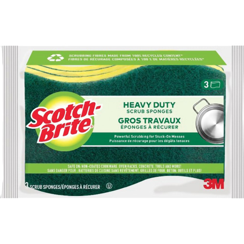 Scotch-Brite&reg; Heavy Duty Scrub Sponge, Scrubbing, 2-3/5" W x 4-2/5" L Solutions industrielles ALPHA