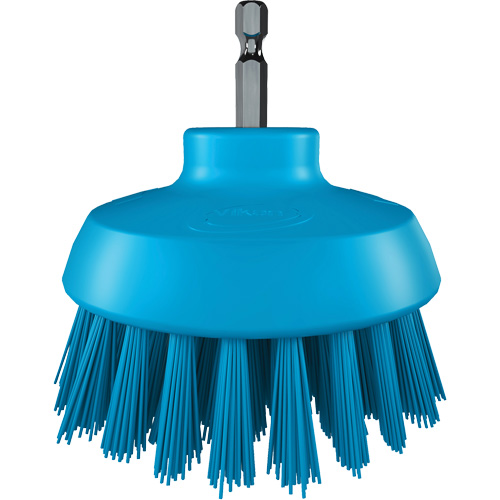 Brosse ronde HyDrive pour perceuse, Soies Tr&egrave;s ferme, Longueur de 3-1/10", Bleu Solutions industrielles ALPHA