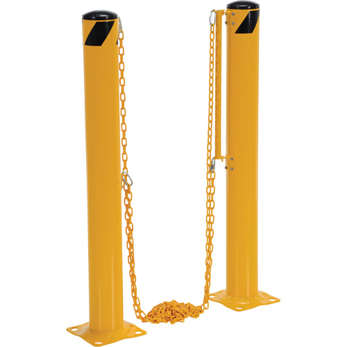 Syst&egrave;me de bornes de protection et chaînes pour quai, Acier, 42" h x 6-5/8" la, Jaune Solutions industrielles ALPHA