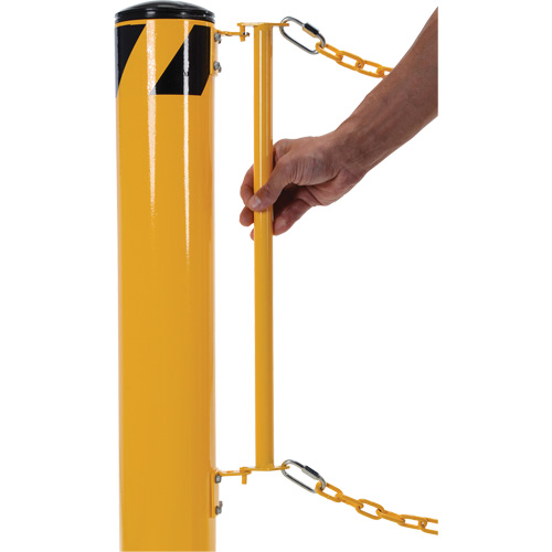 Syst&egrave;me de bornes de protection et chaînes pour quai, Acier, 42" h x 6-5/8" la, Jaune Solutions industrielles ALPHA