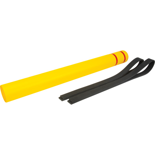 Capuchon en poly&eacute;thyl&egrave;ne pour borne de protection, 4-1/2" dia. x 52" l, Rouge/Jaune Solutions industrielles ALPHA