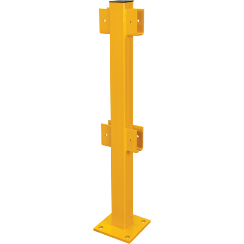 Poteau en ligne pour garde-corps l&eacute;gers, Acier, 42" h, Jaune s&eacute;curit&eacute; OSHA Solutions industrielles ALPHA