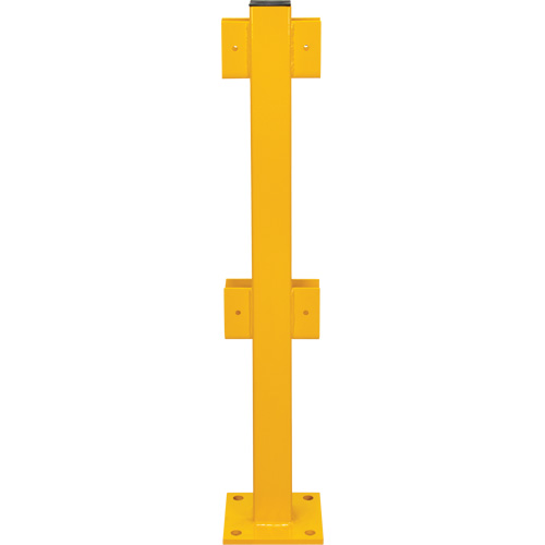 Poteau en ligne pour garde-corps l&eacute;gers, Acier, 42" h, Jaune s&eacute;curit&eacute; OSHA Solutions industrielles ALPHA