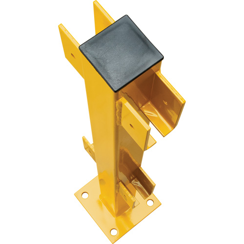 Poteau en ligne pour garde-corps l&eacute;gers, Acier, 42" h, Jaune s&eacute;curit&eacute; OSHA Solutions industrielles ALPHA