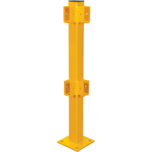 Poteau de coin pour garde-corps l&eacute;gers, Acier, 42" h, Jaune s&eacute;curit&eacute; OSHA Solutions industrielles ALPHA