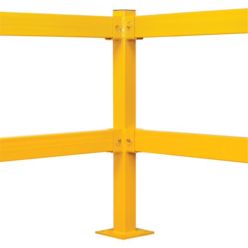 Poteau de coin pour garde-corps l&eacute;gers, Acier, 42" h, Jaune s&eacute;curit&eacute; OSHA Solutions industrielles ALPHA