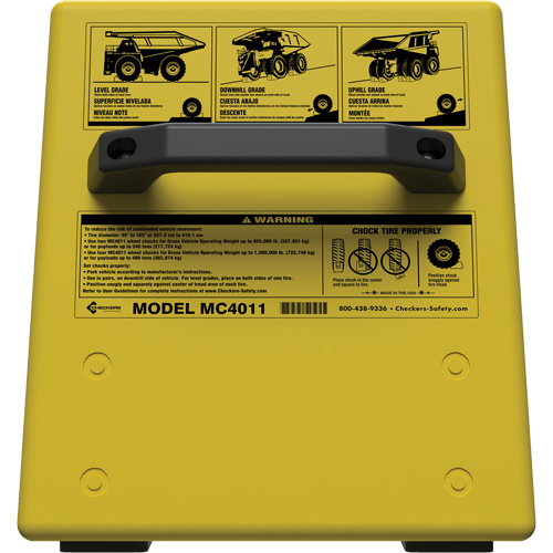 Cale de roue ultra-robuste pour l'exploitation mini&egrave;re Checkers Safety sans support, PEHD, Jaune, 14-1/2" la x 17-1/2" p x 16" h Solutions industrielles ALPHA