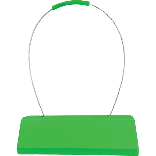 Cale de roue pour avion Checkers Safety SafeRay avec poign&eacute;e &agrave; c&acirc;ble ergonomique, Ur&eacute;thane, Vert fluorescent, 24" la x 8" p x 6" h Solutions industrielles ALPHA