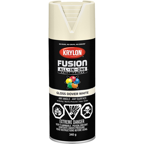 Peinture &agrave; pulv&eacute;riser tout en un Fusion, Blanc Dover, Brillant, 12 oz, Canette a&eacute;rosol Solutions industrielles ALPHA