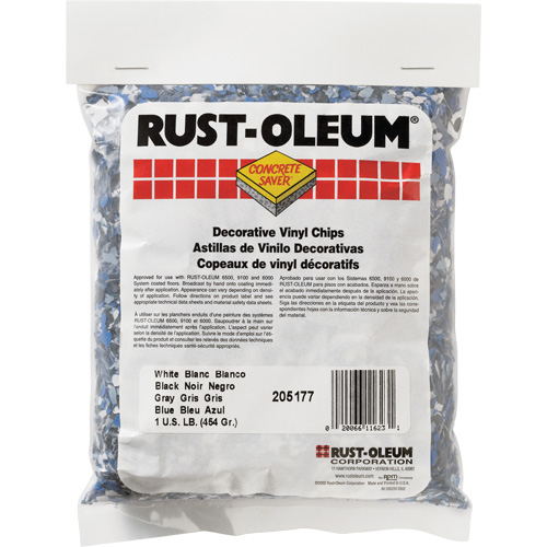 Pastilles de vinyle d&eacute;coratives Concrete Saver, 0,5 kg, Sac, M&eacute;lange noir/blanc/bleu Solutions industrielles ALPHA