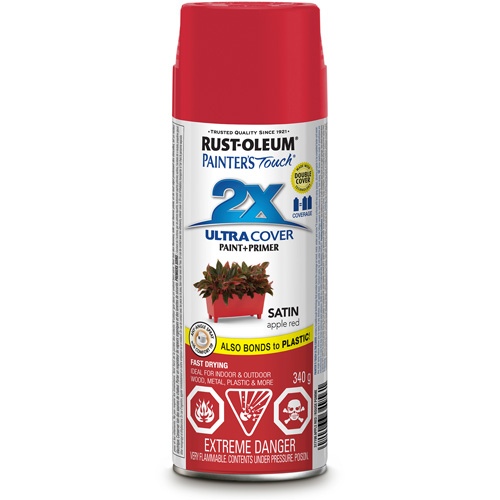 Peinture &agrave; pouvoir couvrant &eacute;lev&eacute; Painter's Touch, Rouge pomme, Satin, Canette a&eacute;rosol Solutions industrielles ALPHA