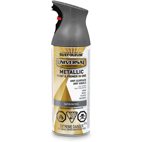 Peinture &agrave; pulv&eacute;riser Universal, Nickel satin&eacute;, Satin, Canette a&eacute;rosol Solutions industrielles ALPHA
