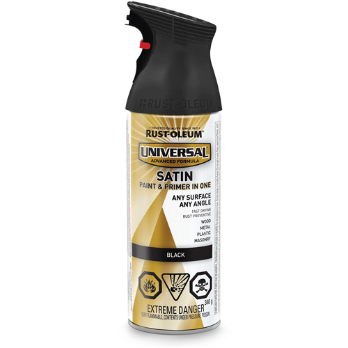 Universal&reg; Enamel Paint & Primer In One, Black, Satin, Aerosol Can Solutions industrielles ALPHA