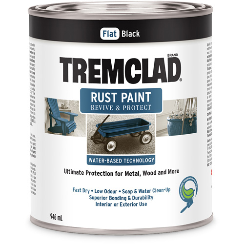 Peinture antirouille &agrave; base d'eau Tremclad, 946 ml, Canette, Noir Solutions industrielles ALPHA