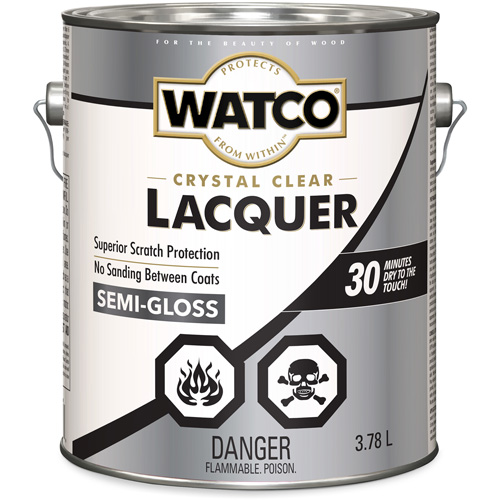 Watco&reg; Lacquer Wood Finish, 3.78 L, Clear, Semi-Gloss Solutions industrielles ALPHA
