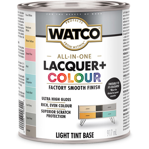 Watco&reg; All In One Lacquer + Colour Light Tint Base, 946 ml, Light Tint Base, High-Gloss Solutions industrielles ALPHA