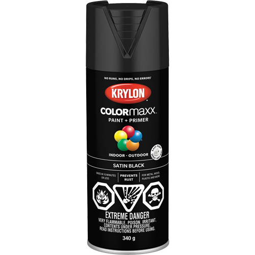 COLORmaxx Paint + Primer, Black, Semi-Flat, 12 oz., Aerosol Can Solutions industrielles ALPHA