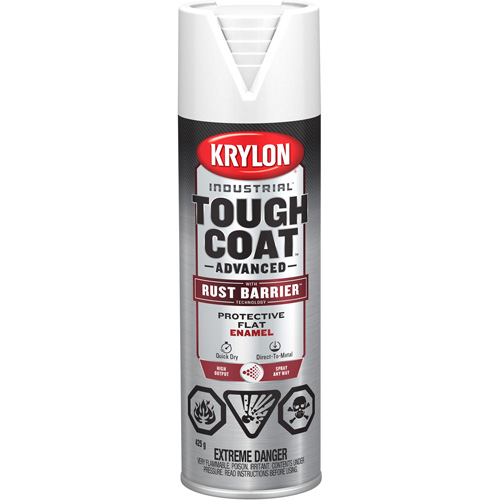 Tough Coat&reg; Advanced Paint with Rust Barrier Technology, White, Flat Finish, 425 g, Aerosol Can Solutions industrielles ALPHA