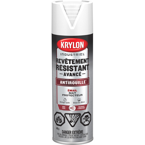 Tough Coat&reg; Advanced Paint with Rust Barrier Technology, White, Flat Finish, 425 g, Aerosol Can Solutions industrielles ALPHA