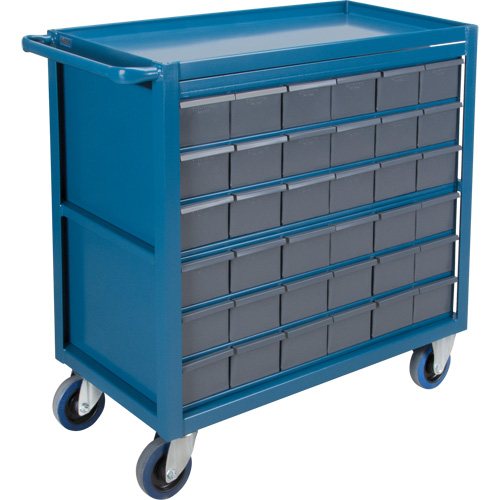 Chariot &agrave; tablette avec tiroir, 1200 lb Capacit&eacute;, Acier, 18" x la, 35" x ha, 36" p, Roues en Caoutchouc, Enti&egrave;rement soud&eacute;, 36 tirroirs Solutions industrielles ALPHA