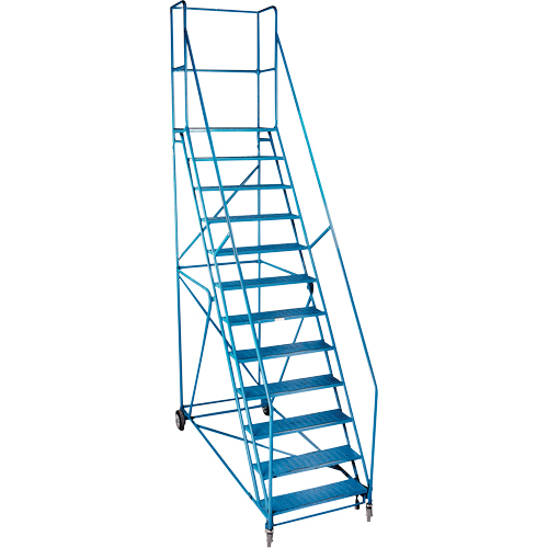 Escabeau roulant certifi&eacute; par la CSA avec pied verrouillable, 12 marches, Largeur de la marche 30", Hauteur de la plateforme 109", Acier Solutions industrielles ALPHA