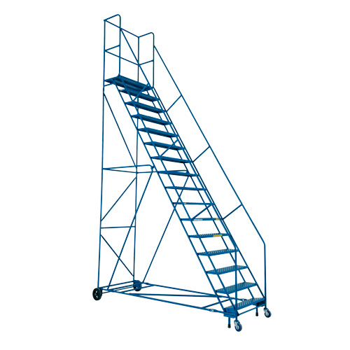 Escabeau roulant certifi&eacute; par la CSA avec pied verrouillable, 16 marches, Largeur de la marche 30", Hauteur de la plateforme 144", Acier Solutions industrielles ALPHA