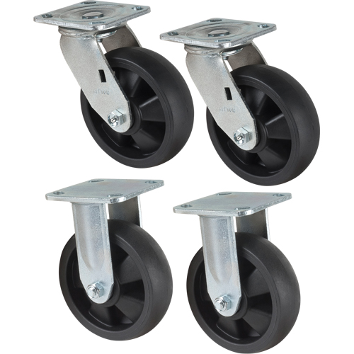 Jeu de roulettes, Fixe/Pivotant, 6" (152,4 mm), Nylon, 2400 lb (1089 kg) Solutions industrielles ALPHA