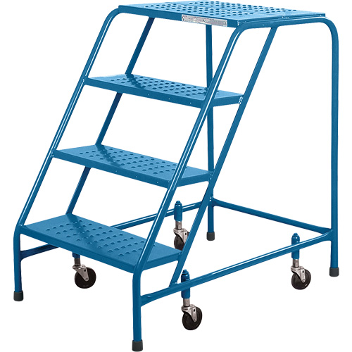 Escabeau roulant CSA, 4 marches, Largeur de la marche 22", Hauteur de la plateforme 37", Acier Solutions industrielles ALPHA