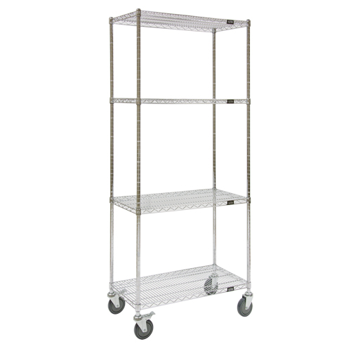Wire Shelf Cart, Chrome Plated, 36" x 80" x 24", 800 lbs. Capacity Solutions industrielles ALPHA