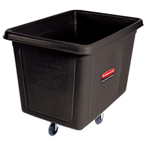 Chariot cubique, Plastique recycl&eacute; noir, 38" lo x 26" la x 28" h, Volume 8 pi³, Capacit&eacute; 300 lb Solutions industrielles ALPHA