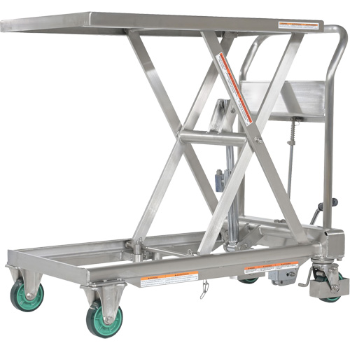 Hydraulic Scissor Lift Table, 31-1/2" L x 19-1/2" W, Stainless Steel, 550 lbs. Capacity Solutions industrielles ALPHA