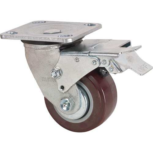 Roulette, Pivotant avec frein, 4" (101,6 mm), Polyur&eacute;thane,  Solutions industrielles ALPHA