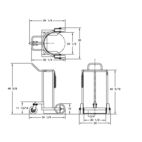 Grand chariot LCC pour bouteille de gaz liquide, Roues Polyur&eacute;thane, Base de 20" la x 20" p, 1000 lb Solutions industrielles ALPHA