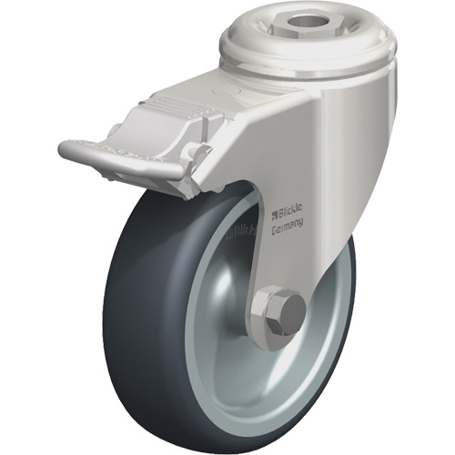 Stainless Steel Thermoplastic Elastomer Caster, Swivel with Brake, 4" (102 mm) Dia., 240 lbs. (108 kg.) Capacity Solutions industrielles ALPHA