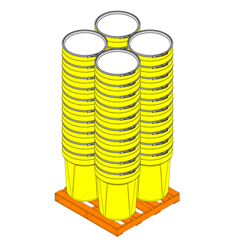 Baril emboîtable en poly&eacute;thyl&egrave;ne, 30 gal. US (25 gal. imp.), Dessus ouvert, Jaune Solutions industrielles ALPHA