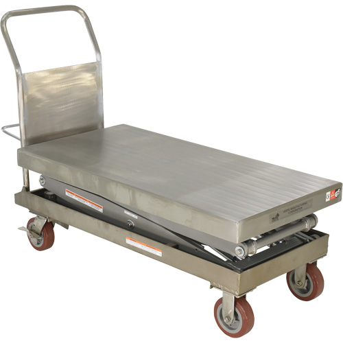 Table &eacute;l&eacute;vatrice hydraulique manuelle &agrave; ciseaux, 47-1/2" lo x 24" la, Partiellement en acier inoxydable, Capacit&eacute; 1500 lb Solutions industrielles ALPHA