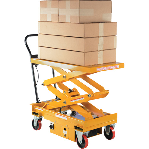DC Powered Hydraulic Scissor Lift Elevating Cart, Steel, 39-3/4" L x 20-1/2" W, 1000 lbs. Capacity Solutions industrielles ALPHA