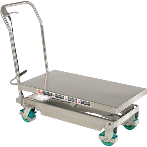 Manual Hydraulic Scissor Lift Table, 36-1/4" L x 19-3/8" W, Stainless Steel, 600 lbs. Capacity Solutions industrielles ALPHA