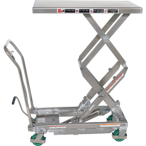 Manual Hydraulic Scissor Lift Table, 36-1/4" L x 19-3/8" W, Stainless Steel, 600 lbs. Capacity Solutions industrielles ALPHA