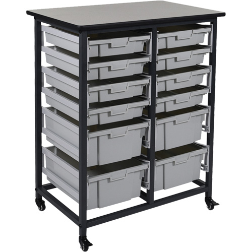 Rangement mobile pour bacs, &agrave; un c&ocirc;t&eacute;, 12 bacs, 30-3/4" la x 20" p x 37-1/2" h Solutions industrielles ALPHA