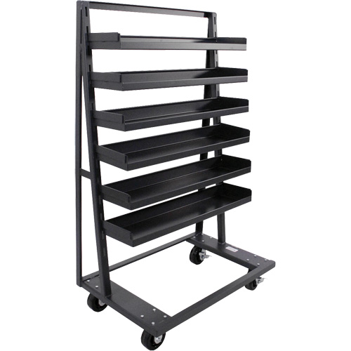 Chariot &agrave; cadre en A robuste &agrave; un c&ocirc;t&eacute; avec 6 plateaux &agrave; rebords, 38" x 25" x 63", Capacit&eacute; 2500 lb Solutions industrielles ALPHA