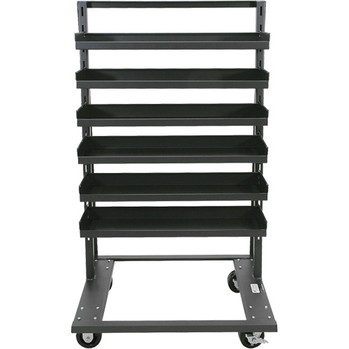 Chariot &agrave; cadre en A robuste &agrave; un c&ocirc;t&eacute; avec 6 plateaux &agrave; rebords, 38" x 25" x 63", Capacit&eacute; 2500 lb Solutions industrielles ALPHA