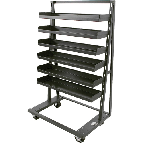 Chariot &agrave; cadre en A robuste &agrave; un c&ocirc;t&eacute; avec 6 plateaux &agrave; rebords, 38" x 25" x 63", Capacit&eacute; 2500 lb Solutions industrielles ALPHA
